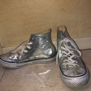 Metallic Sliver High Top Converse